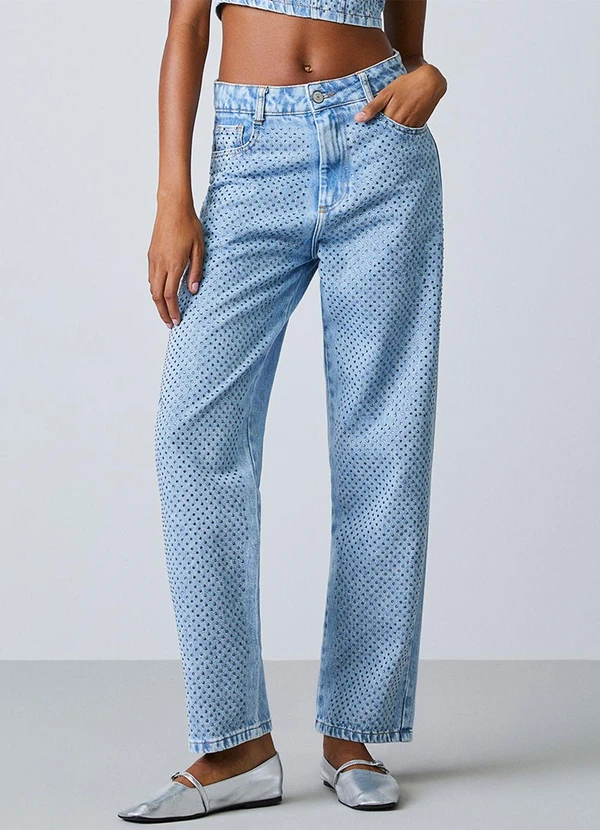 Authoria - Calça Jeans Azul com Strass Azul 5