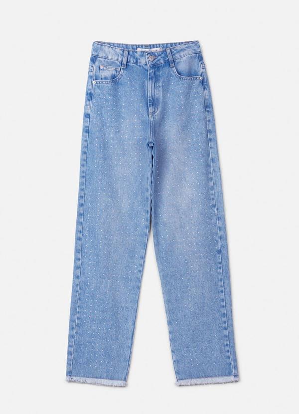 Authoria - Calça Jeans Azul Reta com Strass Azul 1