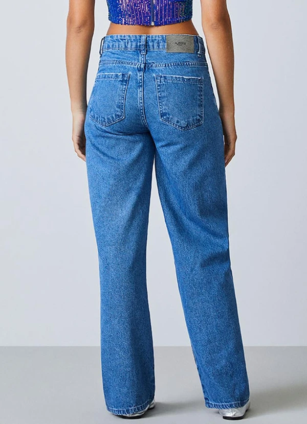 Authoria - Calça Jeans com Aplicação de Strass Azul 2