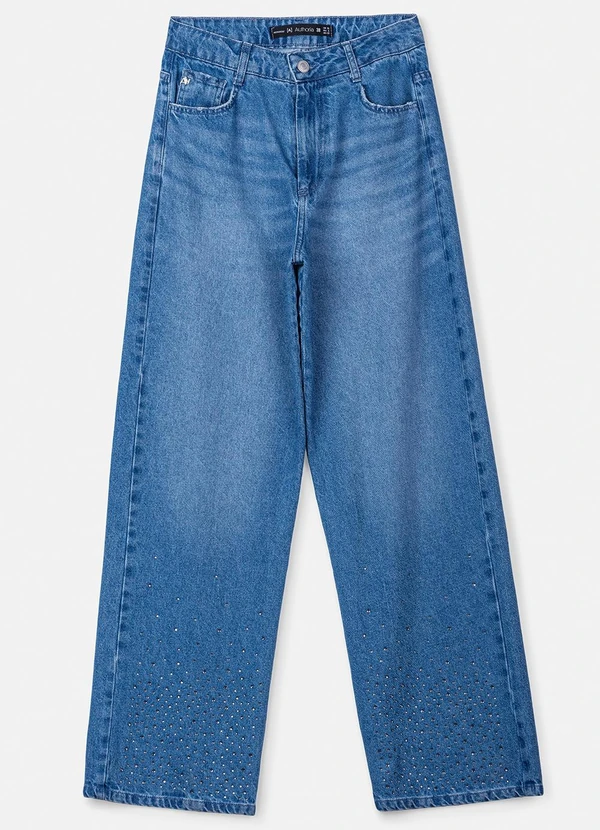 Authoria - Calça Jeans com Aplicação de Strass Azul 7