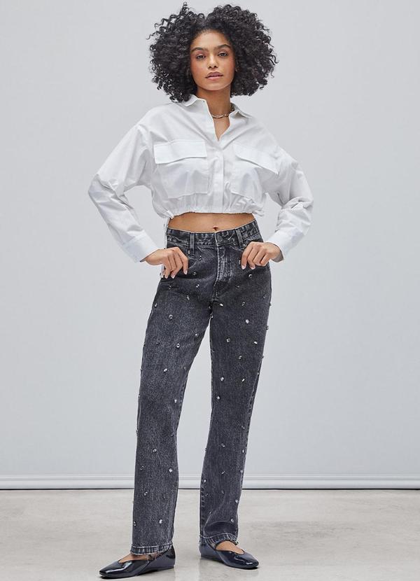 Authoria - Calça Jeans com Pedraria Preto 3