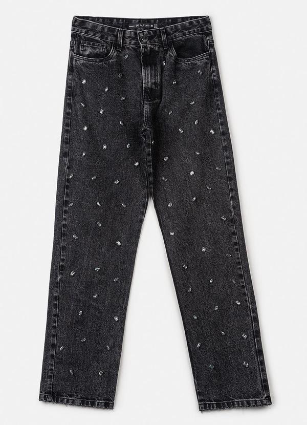 Authoria - Calça Jeans com Pedraria Preto 4