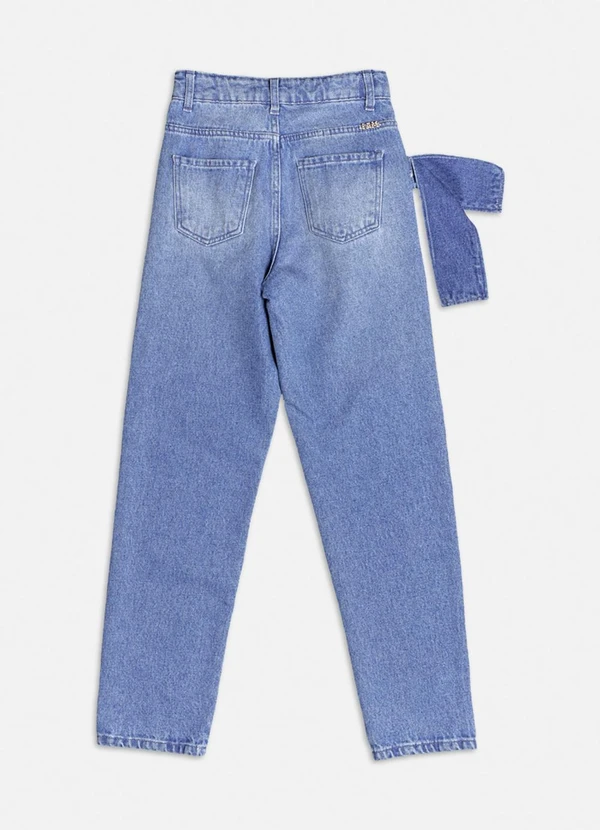 Authoria - Calça Jeans Reta com Laço Azul 2
