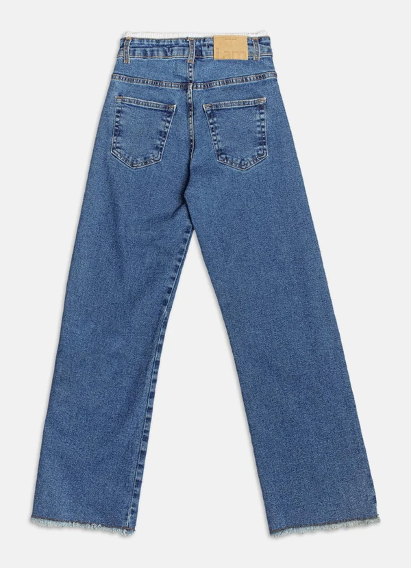 Authoria - Calça Jeans Straight com Cós Boxer  Azul 2