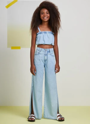 I Am - Calça Jeans Wide Clara Azul - I AM