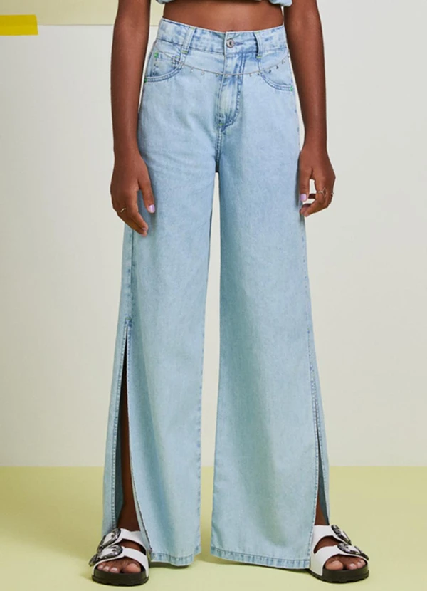 I Am - Calça Jeans Wide Clara Azul