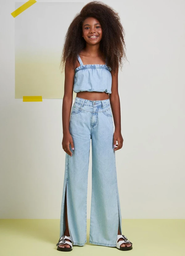 I Am - Calça Jeans Wide Clara Azul 2