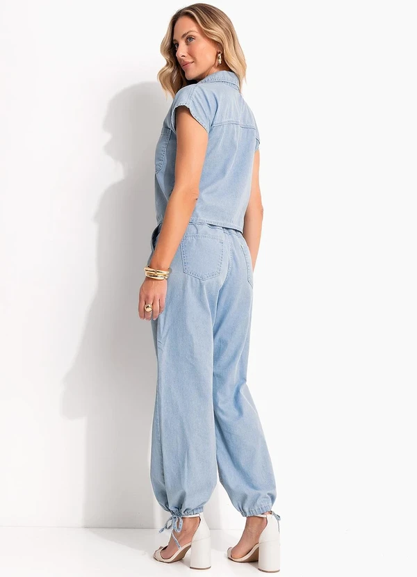 Quintess - Calça Aladim Azul Claro em Jeans Leve 5