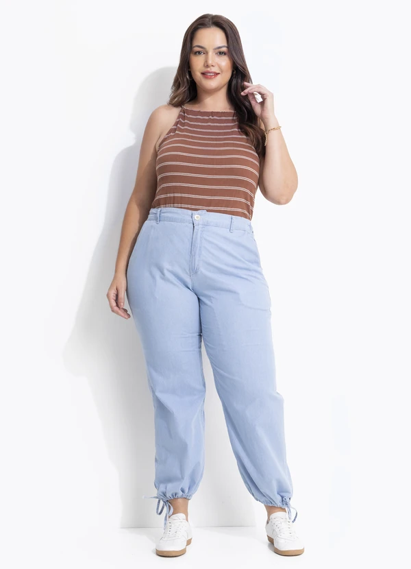 Quintess - Calça Aladim Azul Claro em Jeans Leve 6