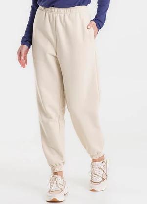 Rovitex - Calça Jogger Básica Moletom Peluciado Bege - ROVITEX
