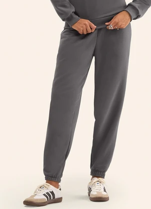 Rovitex - Calça Jogger Básica Moletom Peluciado Cinza - ROVITEX