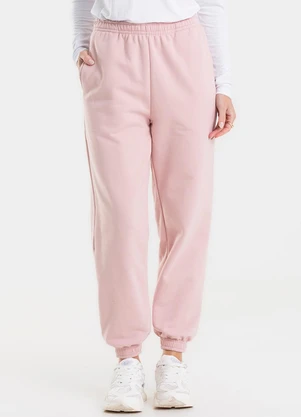 Rovitex - Calça Jogger Básica Moletom Peluciado Rosa - ROVITEX