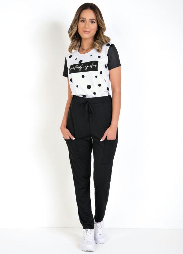 Moda Pop - Calça Jogger Cargo Preta com Bolsos 3