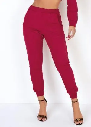 Moda Pop - Calça Jogger Cereja com Bolsos Funcionais - MODA POP