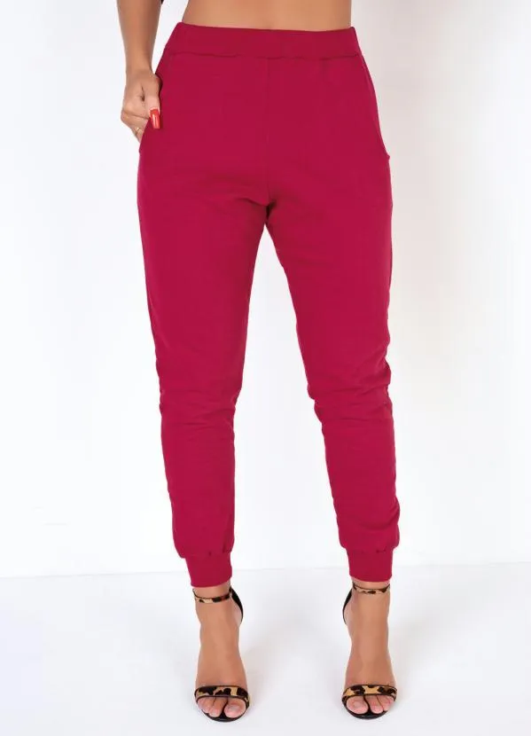 Moda Pop - Calça Jogger Cereja com Bolsos Funcionais 6