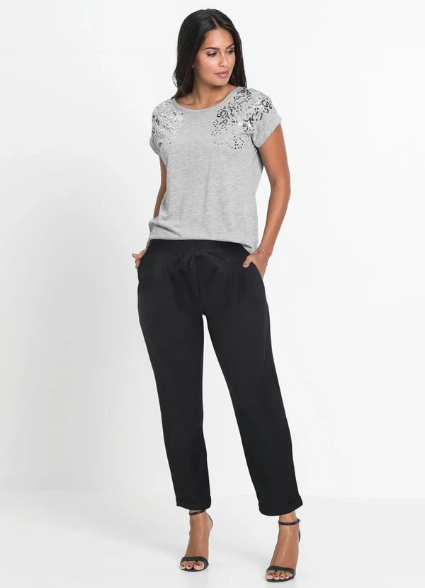 bonprix - Calca Jogger com Bolsos Preta 6