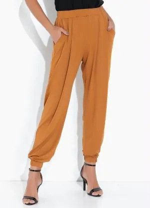 bonprix Calça Jogger com Elástico na Cintura Caramelo