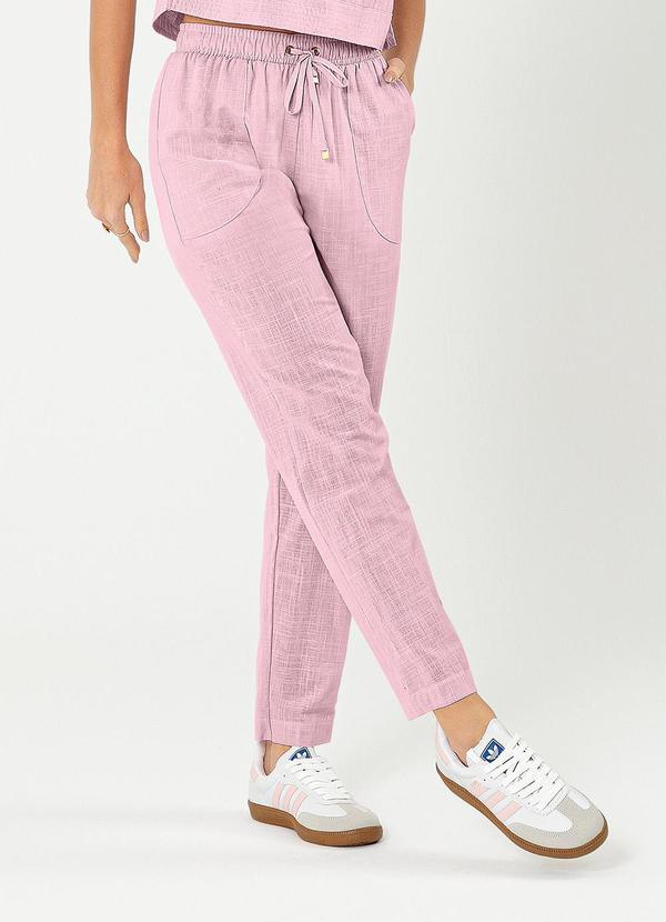 Cativa - Calça Jogger em Algodão Rosa Claro