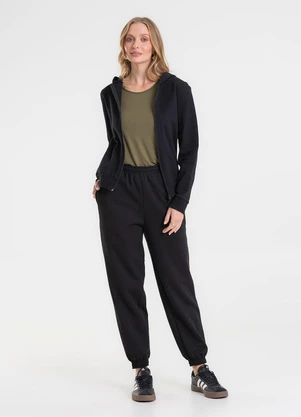 Rovitex - Calça Jogger em Moletom Peluciado Preto - ROVITEX