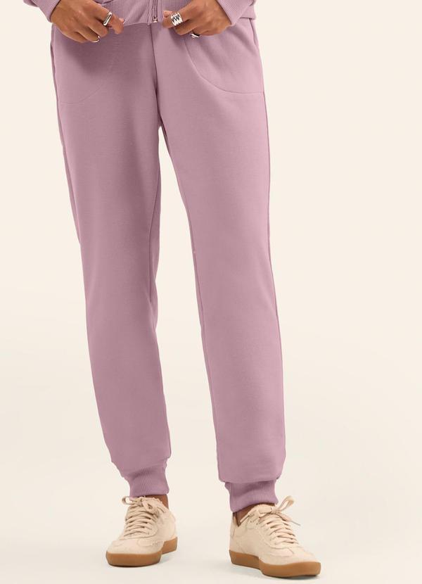 Rovitex - Calça Jogger em Moletom Peluciado Rosa