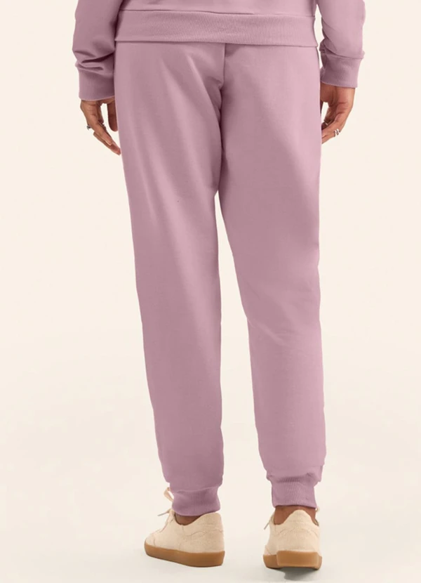 Rovitex - Calça Jogger em Moletom Peluciado Rosa 2