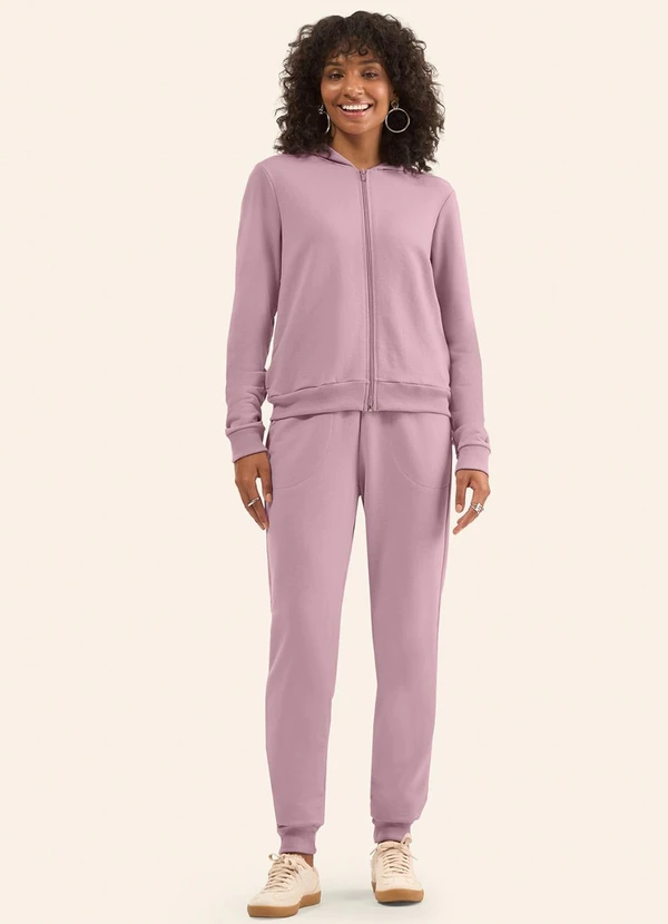 Rovitex - Calça Jogger em Moletom Peluciado Rosa 3
