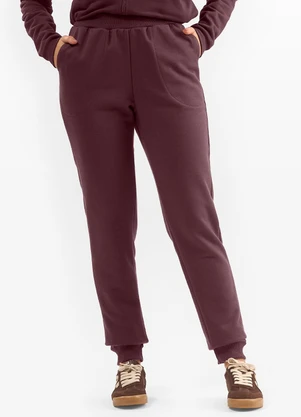 Rovitex - Calça Jogger em Moletom Peluciado Vermelho - ROVITEX