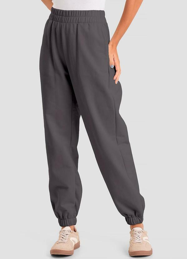 Dianna - Calça Jogger em Moletom Penteado Cinza