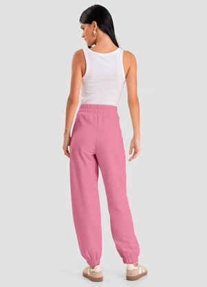 Dianna - Calça Jogger Feminina em Moletom Penteado Rosa - DIANNA
