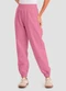 Dianna - Calça Jogger em Moletom Penteado Cinza - variação: Rosa