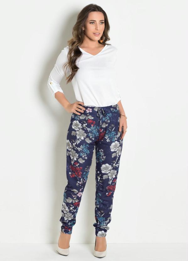 Outlet - Calça Jogger Floral com Elástico na Cintura 3