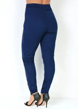 Moda Pop - Calça Jogger Marinho com Faixas na Frente - MODA POP