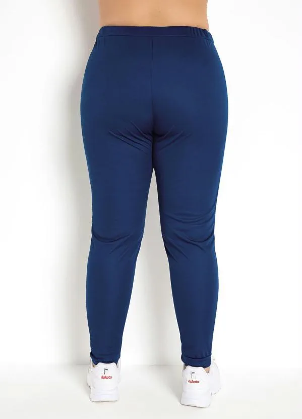 Moda Pop - Calça Jogger Marinho com Faixas na Frente 2
