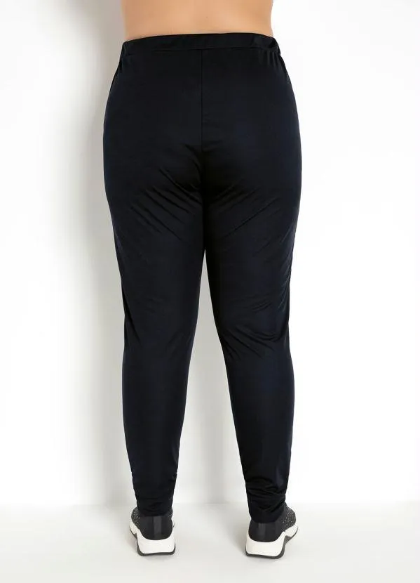 Moda Pop - Calça Jogger Preta com Faixas na Frente 9