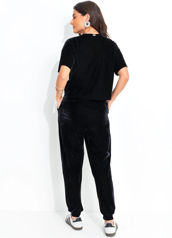 Quintess - Calça Jogger Preta em Veludo 6