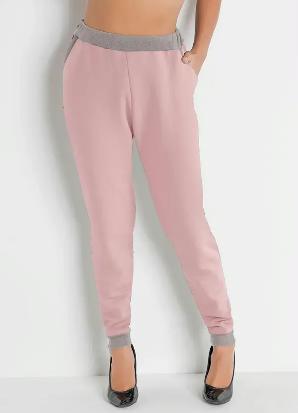 Moda Pop - Calça Jogger Rosê com Bolsos Funcionais 3