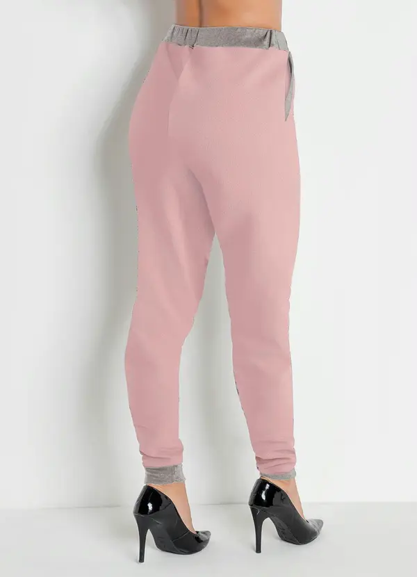 Moda Pop - Calça Jogger Rosê com Bolsos Funcionais 4