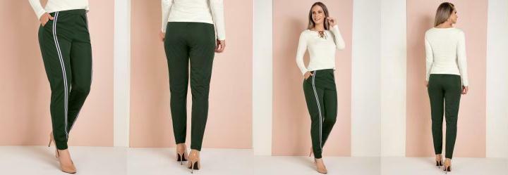 Cala Jogger Verde Militar com Faixa na Frente
