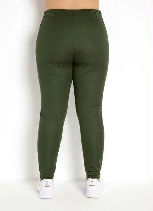 Moda Pop - Calça Jogger Verde Militar com Faixa na Frente - MODA POP