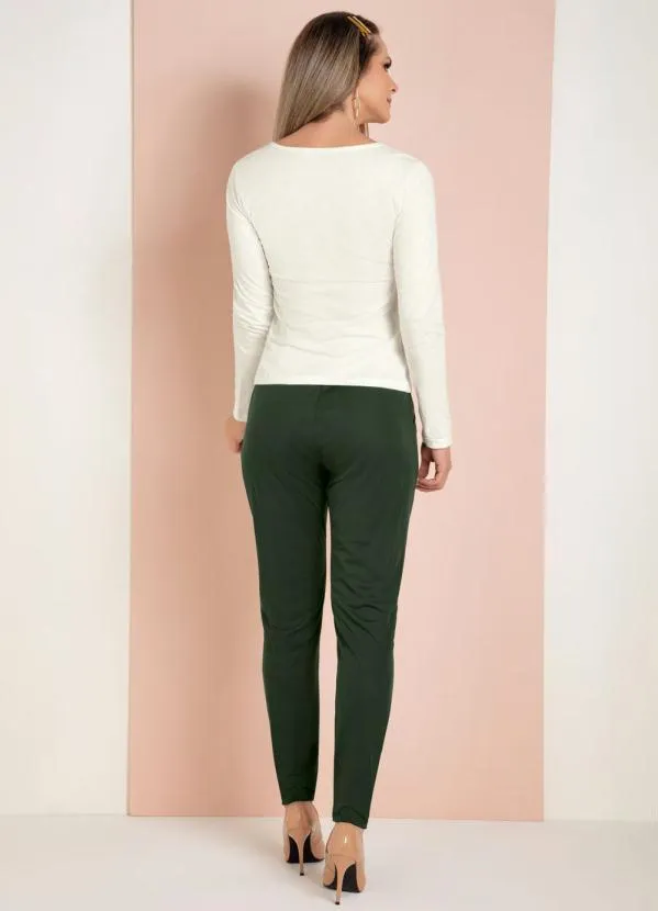 Moda Pop - Calça Jogger Verde Militar com Faixa na Frente 4