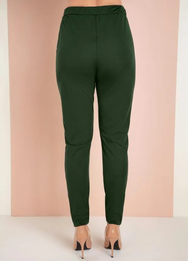 Moda Pop - Calça Jogger Verde Militar com Faixa na Frente 6