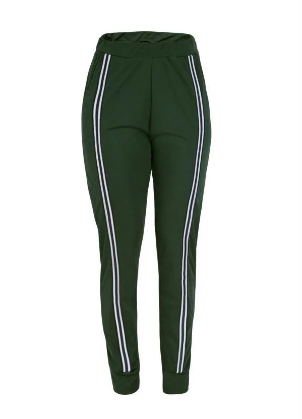 Moda Pop - Calça Jogger Verde Militar com Faixa na Frente 8