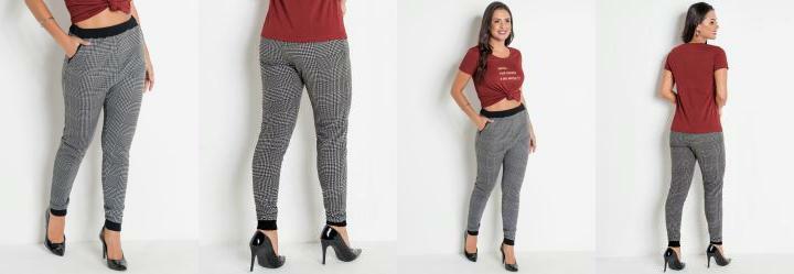 Cala Jogger Xadrez com Bolsos Funcionais