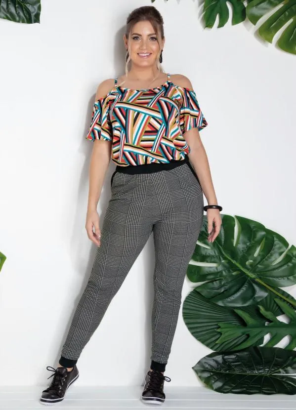 Moda Pop - Calça Jogger Xadrez com Bolsos Funcionais 4