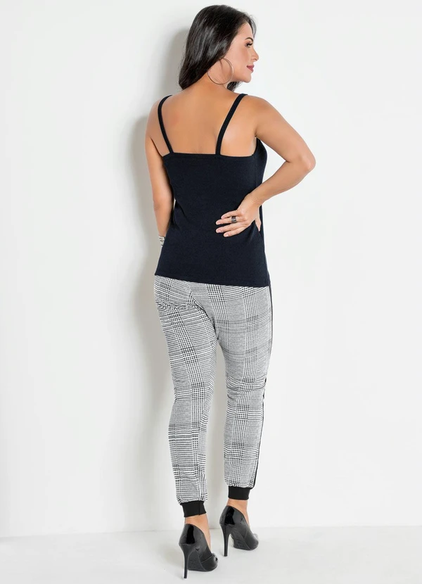 Moda Pop - Calça Jogger Xadrez com Faixa nas Laterais 6