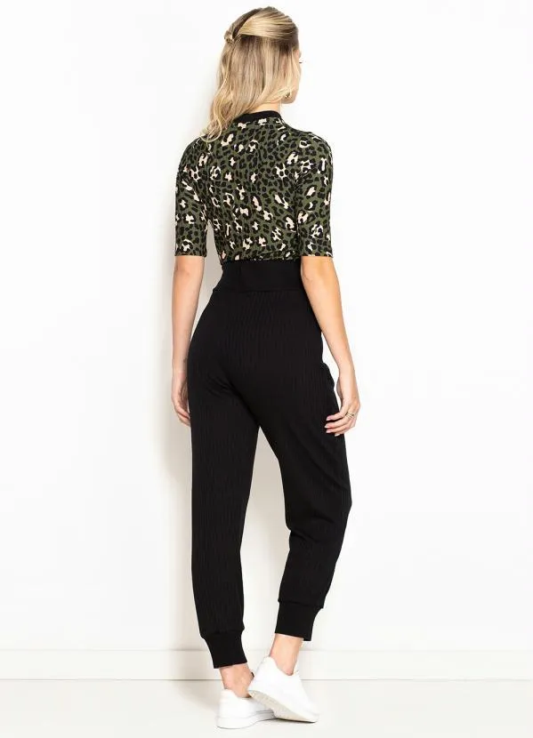 Maria Filó - Calça Jogging Canelada Mix de Listras Preta 4