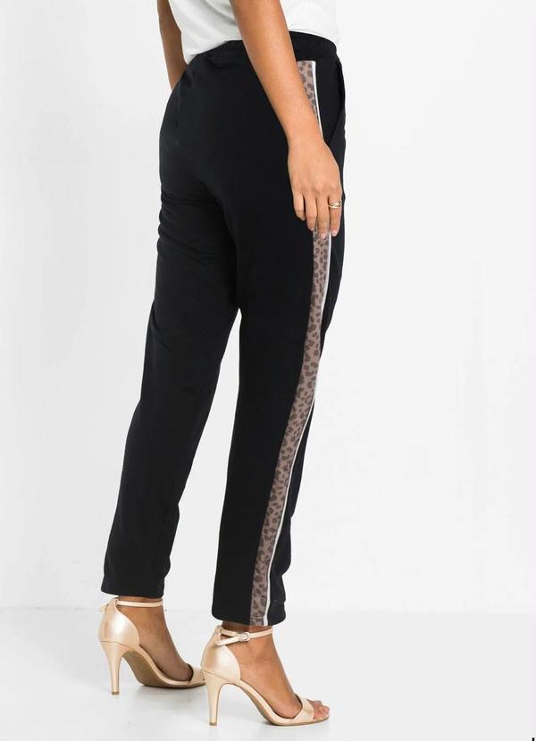 Outlet - Calça Listra Lateral Animal Print Preta 2