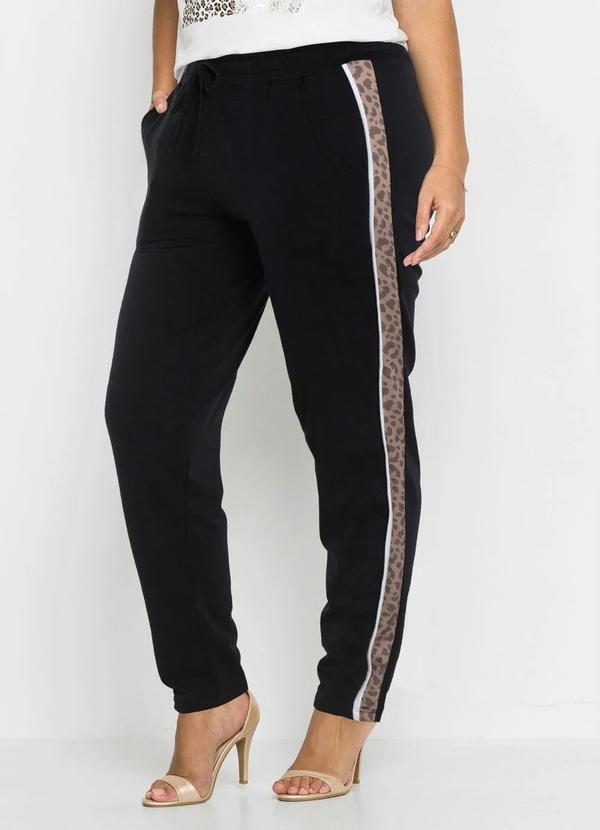 Outlet - Calça Listra Lateral Animal Print Preta 5