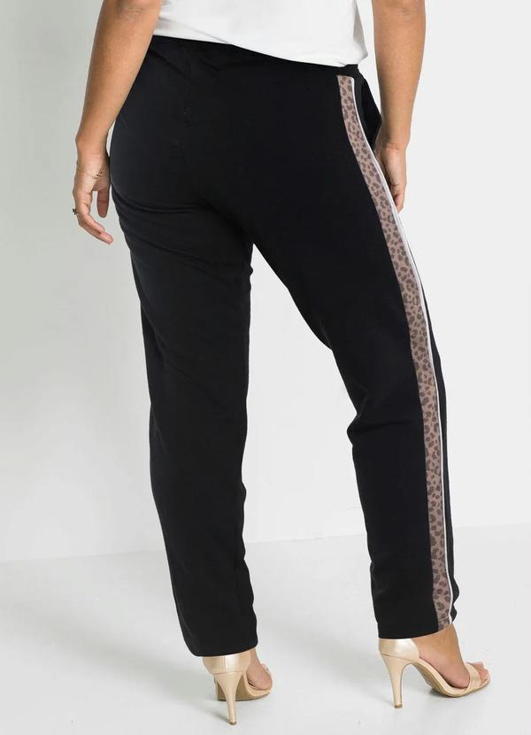 Outlet - Calça Listra Lateral Animal Print Preta 6