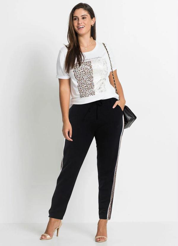 Outlet - Calça Listra Lateral Animal Print Preta 7